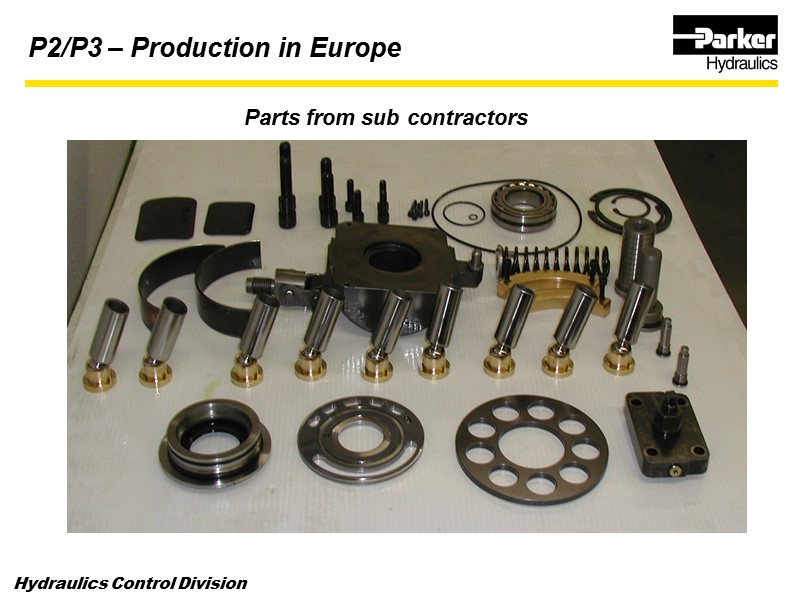 Parts from sub contractors P2/P3 – Production in Europe